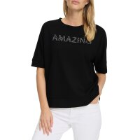 Sweatshirt with glitter stone lettering, black