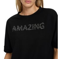 Sweatshirt with glitter stone lettering, black