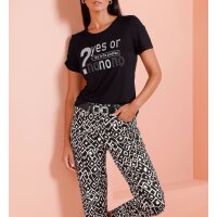 Jersey shirt with print pattern and glitter details, black