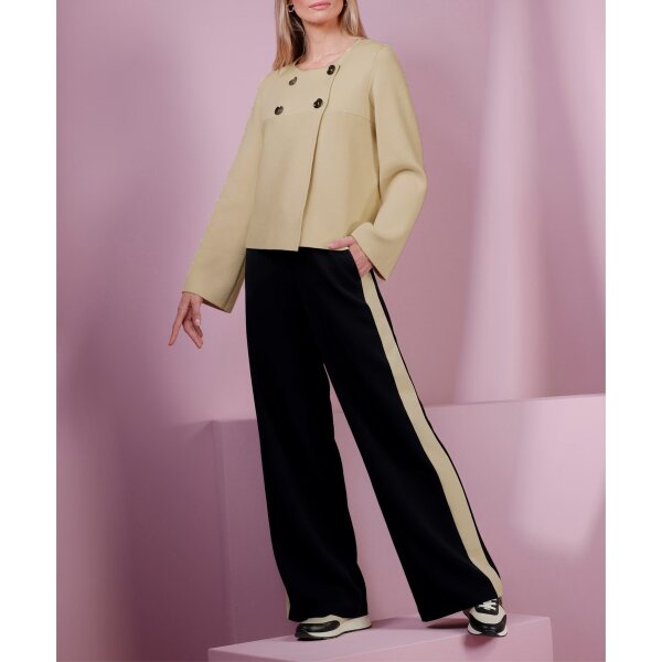 Cardigan with double-breasted decorative button placket, sand