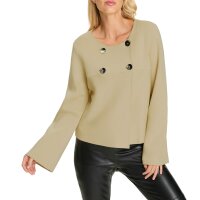 Cardigan with double-breasted decorative button placket, sand