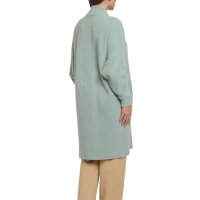 Marken-Flausch-Strickjacke mit Stehkragen, kalkmint