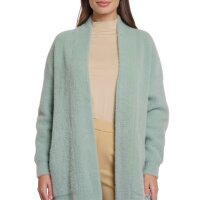 Marken-Flausch-Strickjacke mit Stehkragen, kalkmint