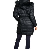 Parka with detachable hood and faux fur trim, black