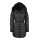 Parka with detachable hood and faux fur trim, black
