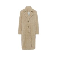 Teddy coat with lapel collar, sand