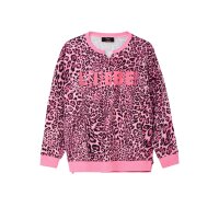 Sweatshirt with leopard print and statement print, pink...