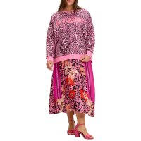 Sweatshirt with leopard print and statement print, pink patterned