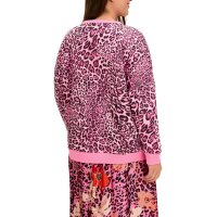Sweatshirt with leopard print and statement print, pink patterned