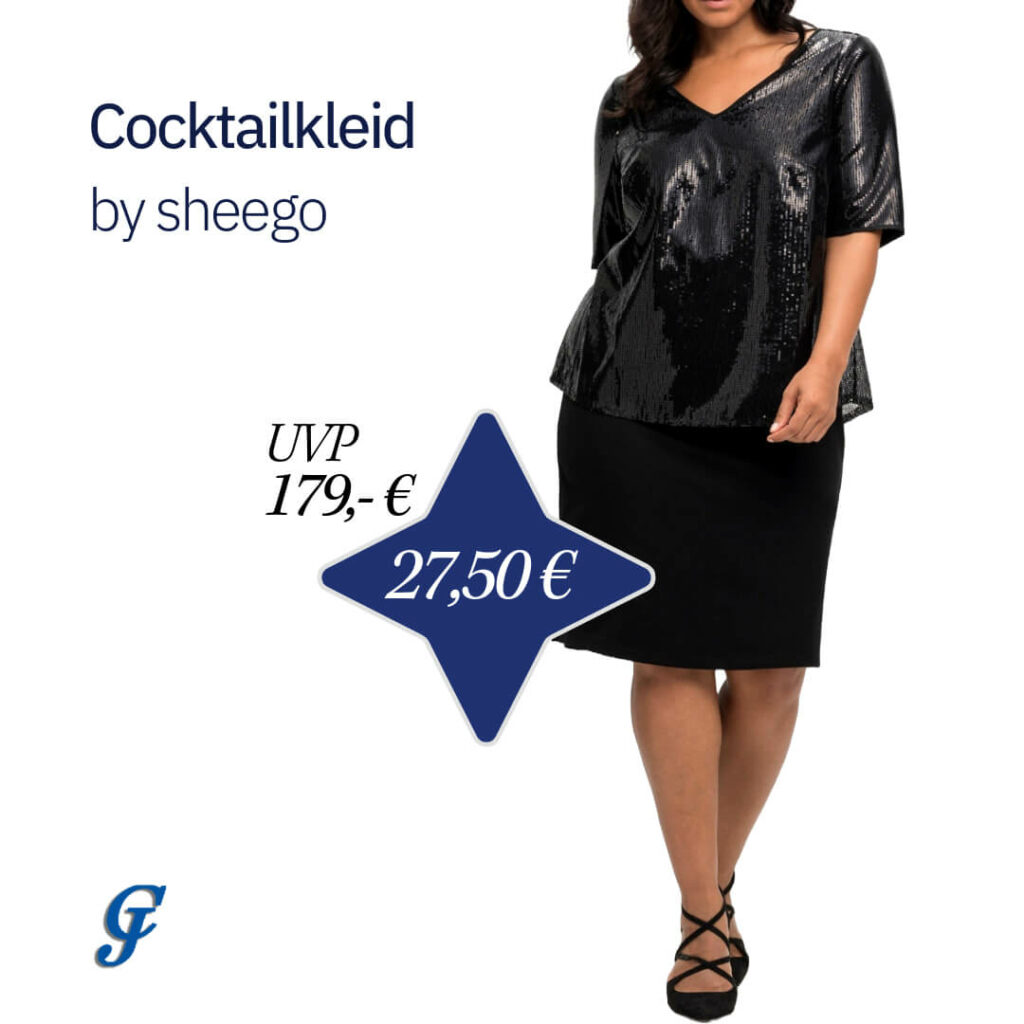 Elegantes Cocktailkleid der Marke Sheego, das durch seine edle Verarbeitung und den femininen Schnitt hervorsticht.