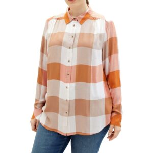 Marken-Flanell-Bluse, Karomuster, orange bedruckt von Tom Tailor