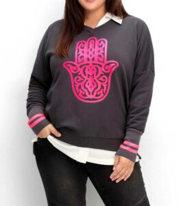 Sweatshirt, anthrazit-pink von Miss Goodlife