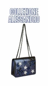 Marken-Tasche m. Strasssteinen, nachtblau von Collezione Alessandro