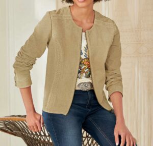 Designer-Ziegenvelourslederjacke, camel von Linea Tesini