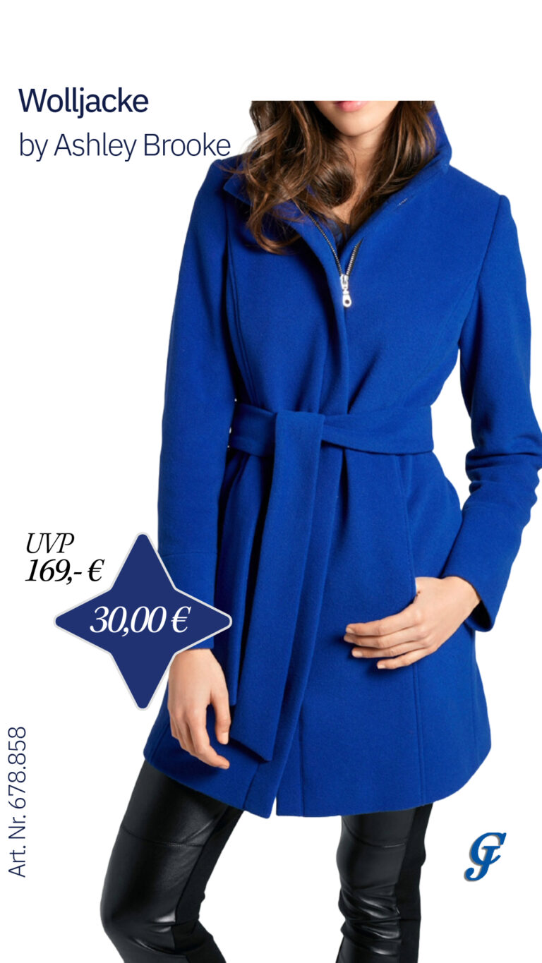 Designer-Wolljacke m. Gürtel, royalblau