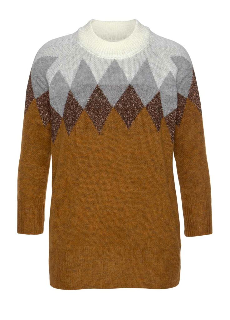 Ein Pullover in grau-toffee-kupfer von b.young mit Norwegermuster