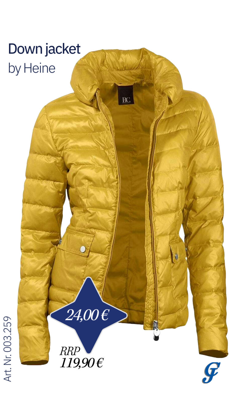 Yellow down jacket from Heine, RRP €119.90, reduced to €24.00.