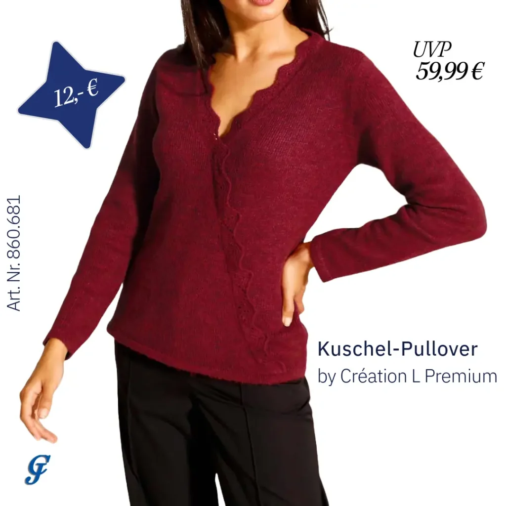 Roter Kuschel-Pullover im Strickmode B2B Großhandel