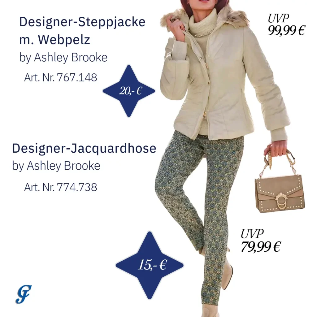 Designer-Jacquardhose in Sand-Jade im Mode Großhandel für B2B