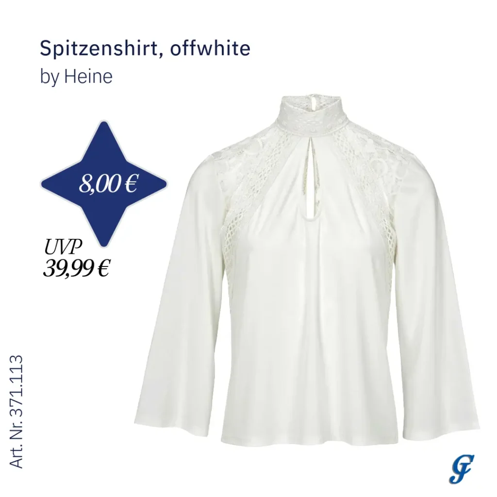 Spitzenshirt in Offwhite von Heine im Textilgrosshandel für B2B