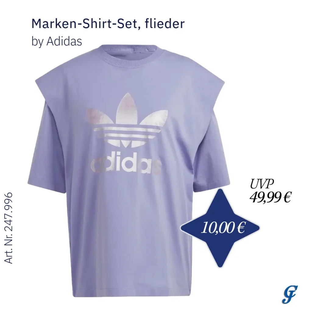 Marken-Shirt-Set in Flieder von Adidas im Mode Großhandel