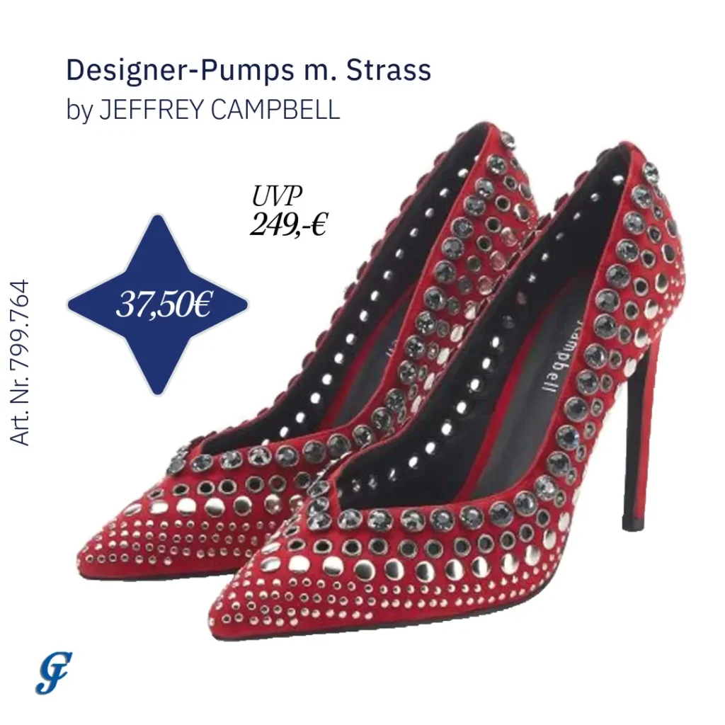 Rote Designer-Pumps mit Strass von JEFFREY CAMPBELL