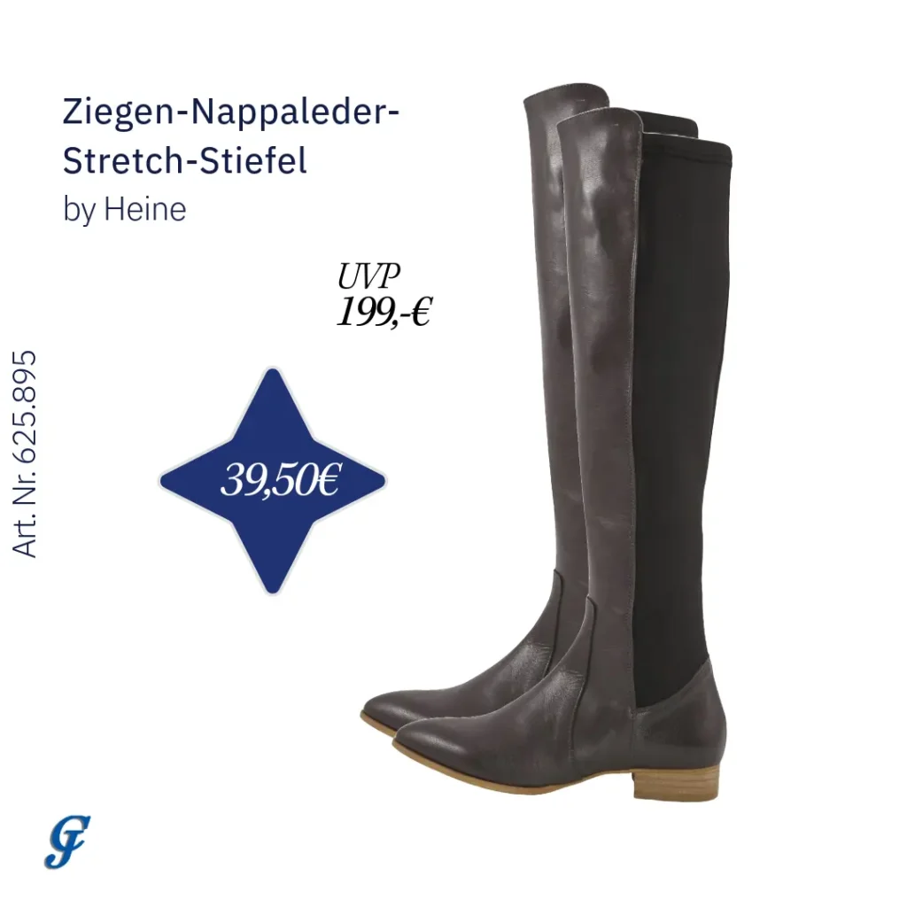 Overknee-Stretchstiefel in schwarzer Lederoptik von Heine