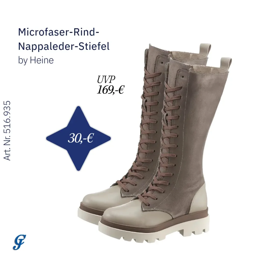 Stiefel aus Microfaser und Rind-Nappaleder in Taupe-Beige von Heine