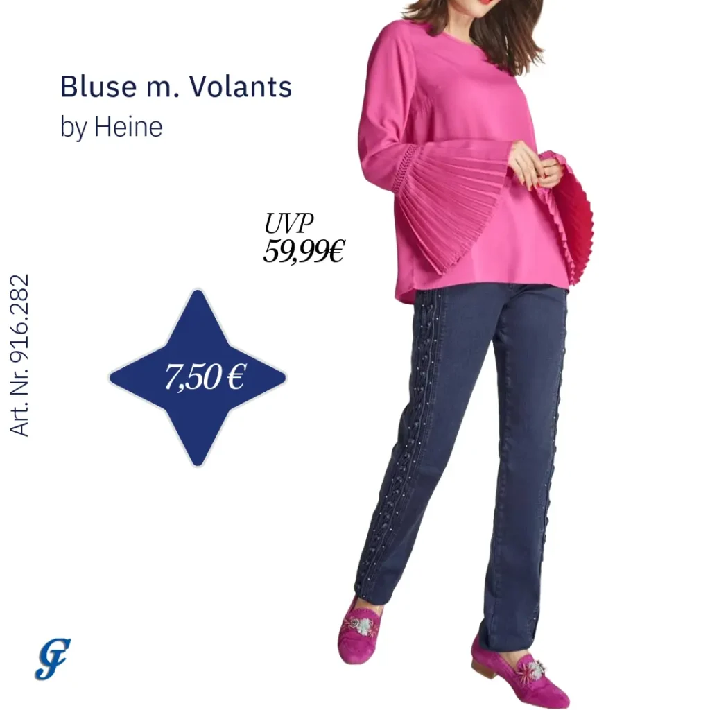 Himbeerfarbene Bluse mit Volants von Heine