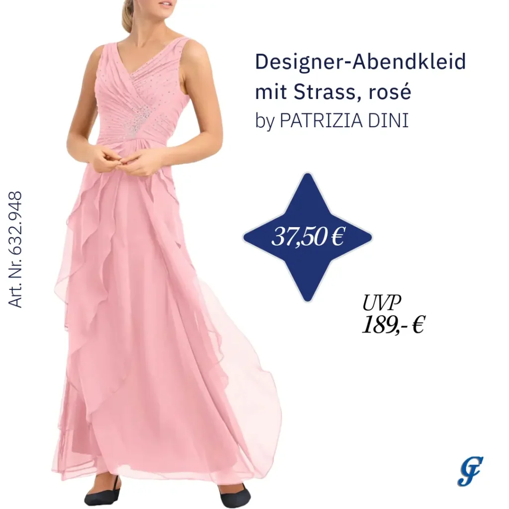 Designer-Abendkleid mit Strass – Rosé | Abendmode im B2B-Großhandel