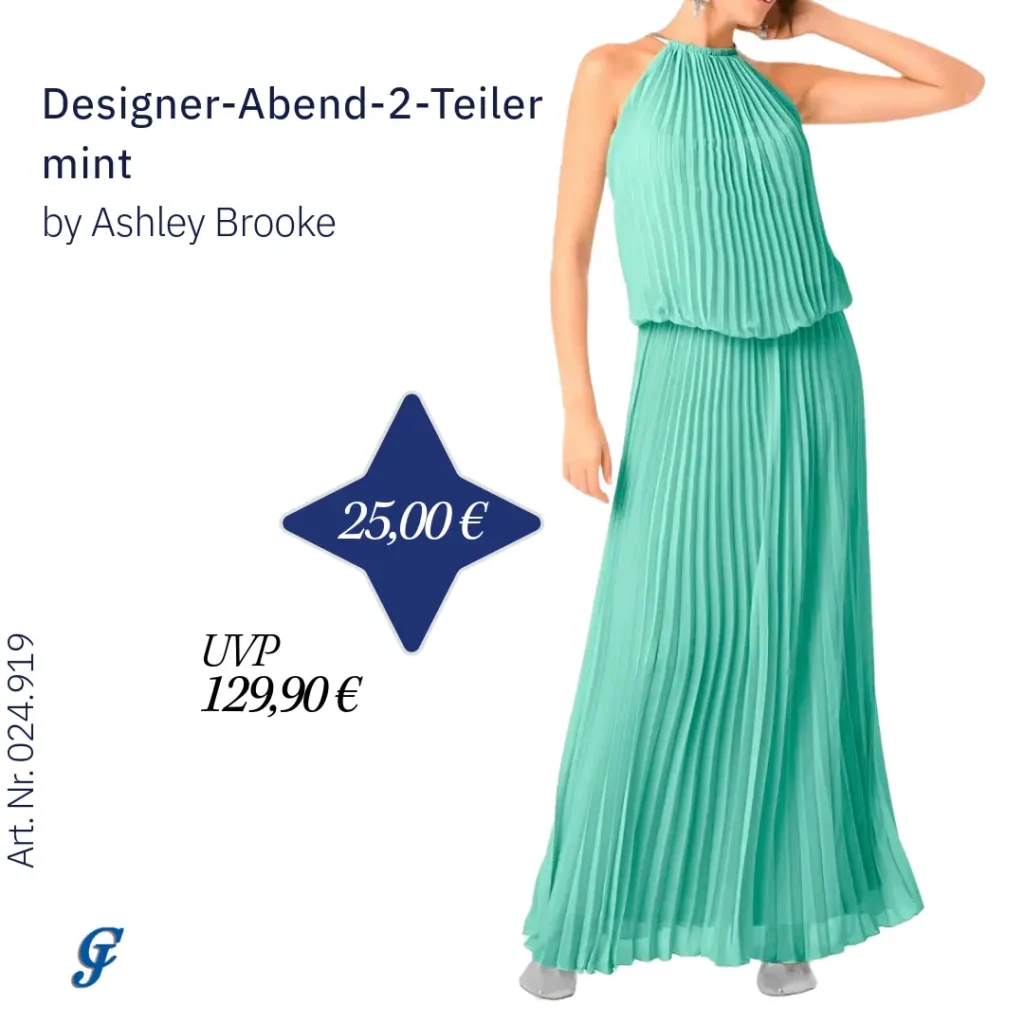 Eleganter mintfarbener Designer-Abend-2-Teiler von Ashley Brooke