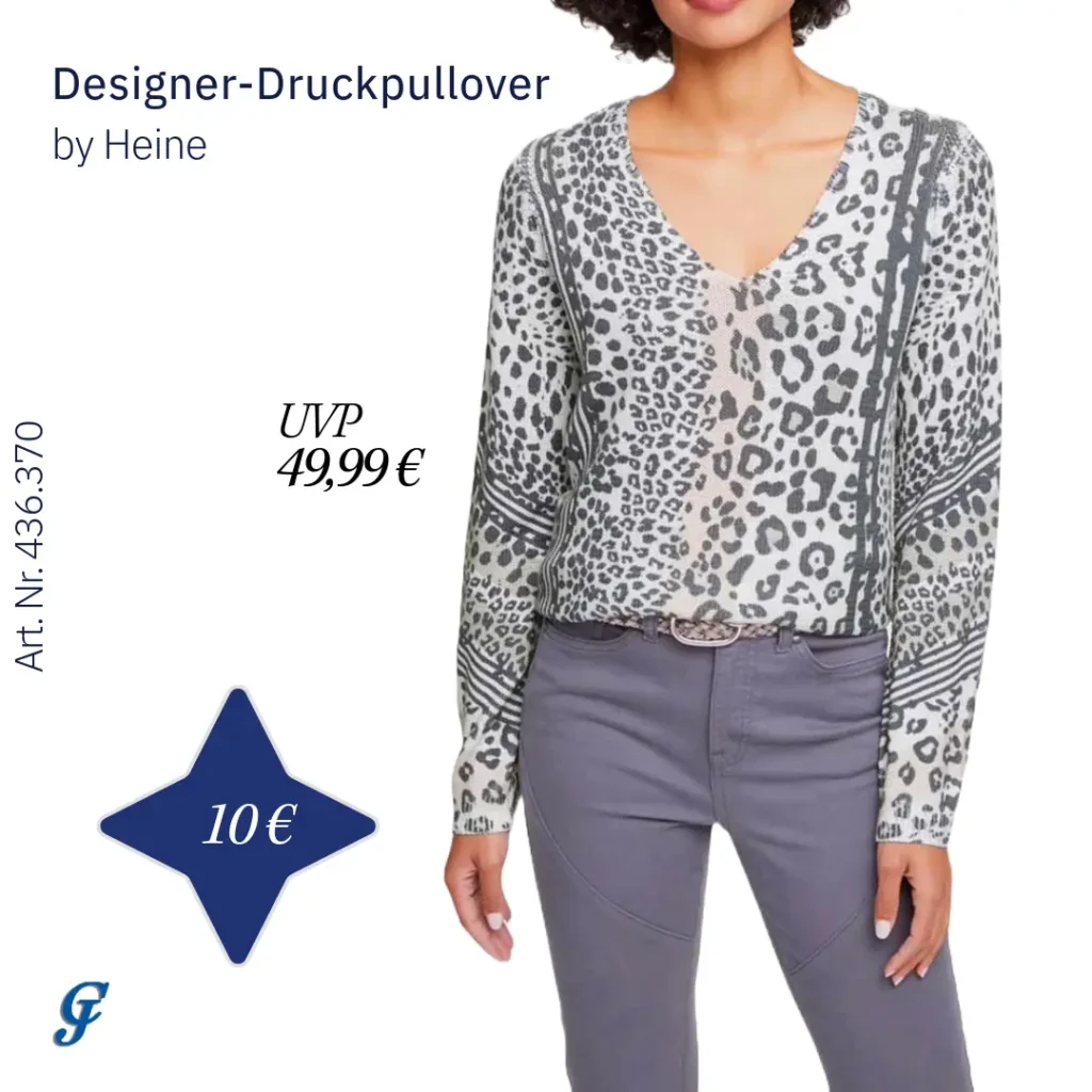 Designer-Druckpullover in Anthrazit-Beige im Strickmode Großhandel für B2B