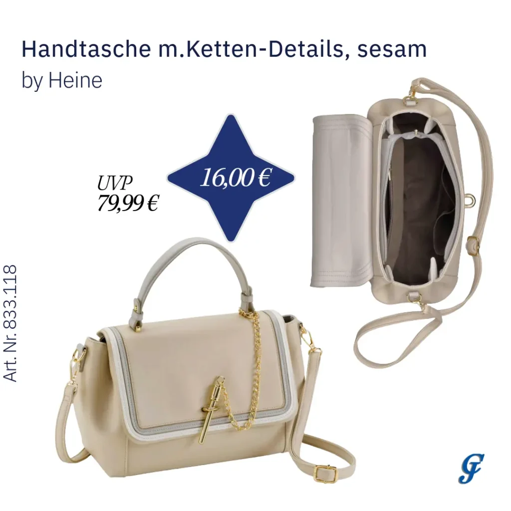 Sesamfarbene Handtasche mit Ketten-Details im Mode Großhandel