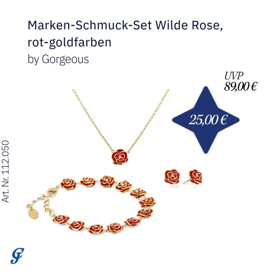 Rot-goldfarbenes Schmuck-Set "Wilde Rose" im Mode Großhandel