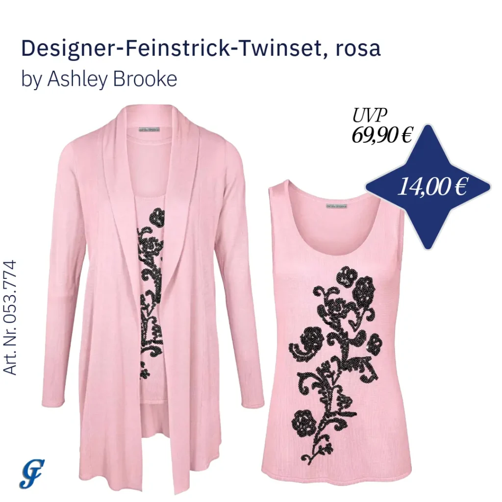 Rosa Feinstrick-Twinset im Bekleidung Großhandel