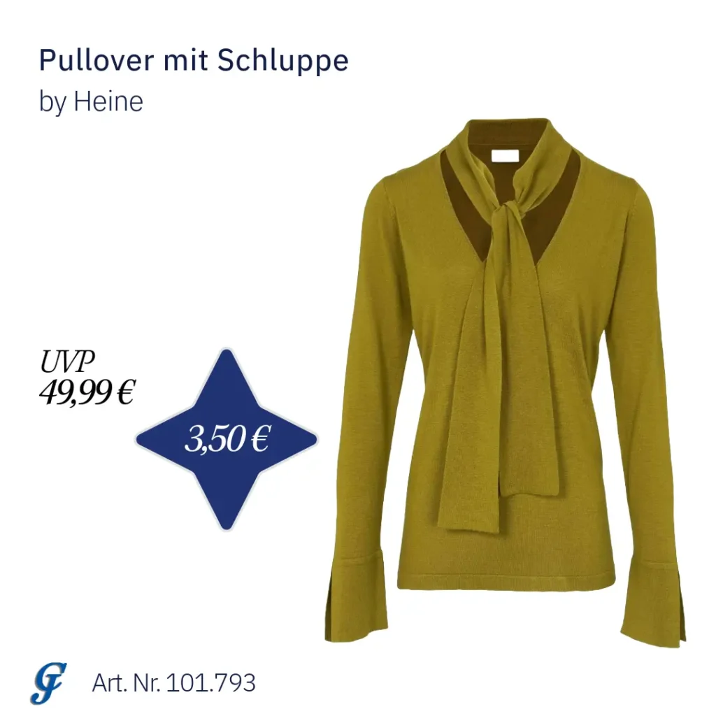 Olivfarbener Pullover mit Schluppe von Heine – Mode Großhandel Restposten