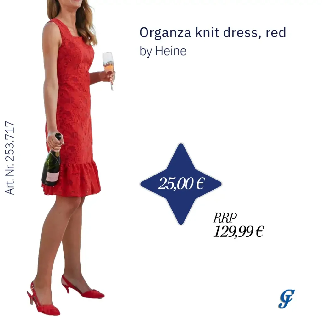 Red organza knit dress by Heine – Bold wholesale evening fashion