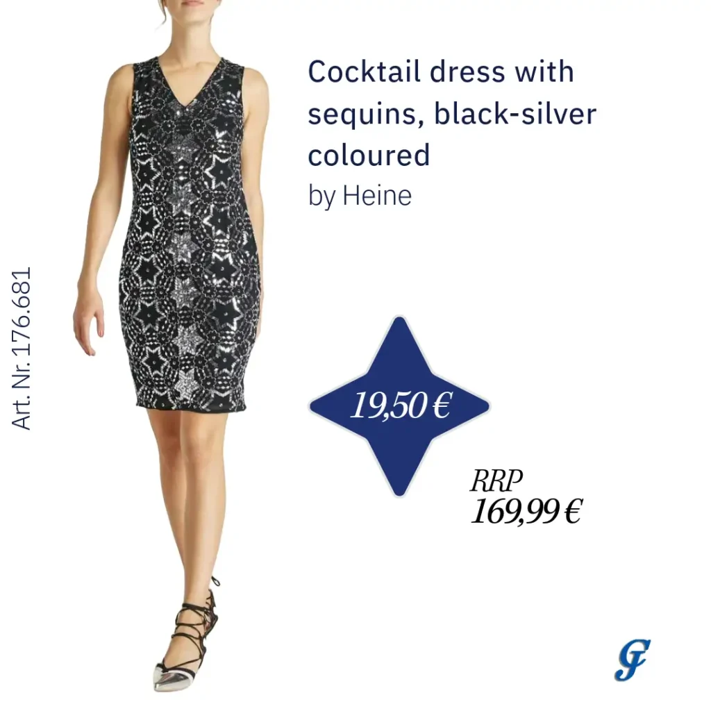 Black-silver cocktail dress with sequins by Heine – Glamorous evening fashion for wholesale buyers