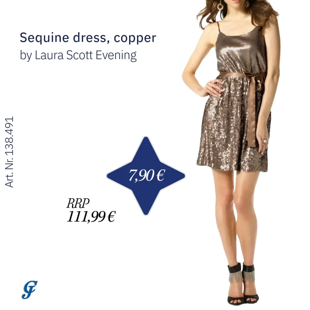 Copper sequin dress by Laura Scott Evening – Sparkling evening wear for wholesale buyers