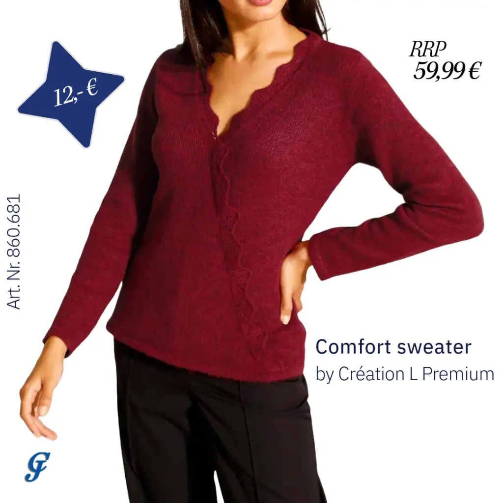 Red comfort sweater by Création L Premium – High-quality knitwear for wholesale