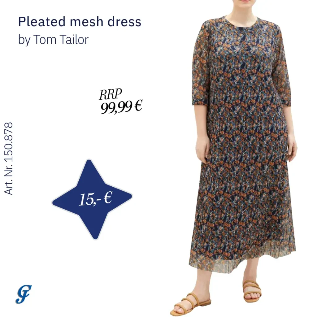 Navy-print pleated mesh dress by Tom Tailor – Curvy fashion for B2B wholesale