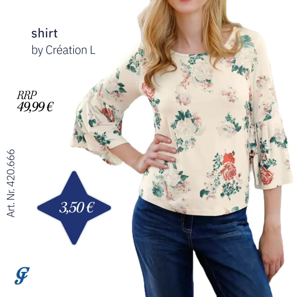 Cream-multicolour shirt by Création L – Stylish curvy fashion for wholesale buyers