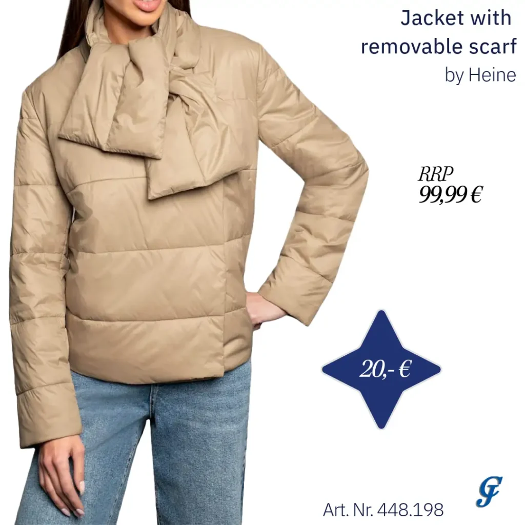 Camel jacket with removable scarf by Heine – Versatile wholesale fashion outerwear