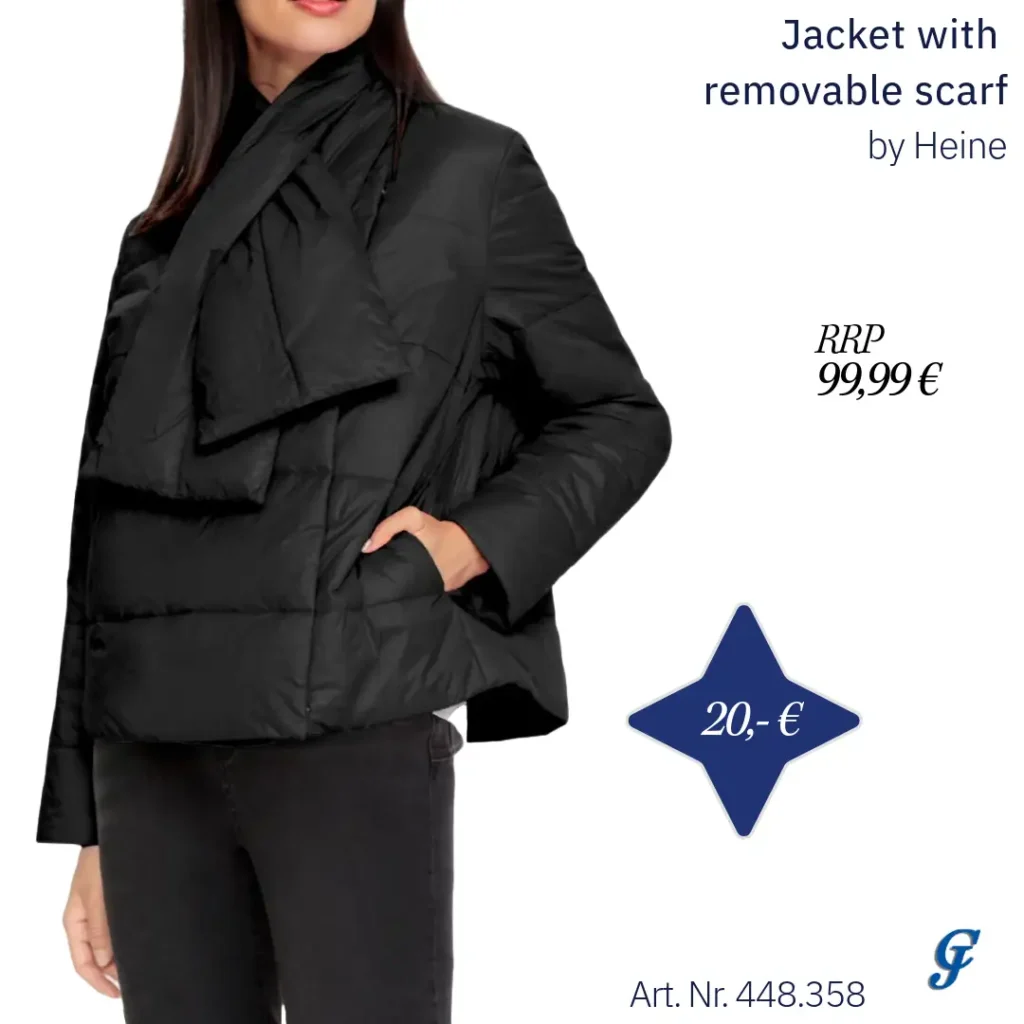 Black jacket with removable scarf by Heine – Versatile wholesale fashion outerwear