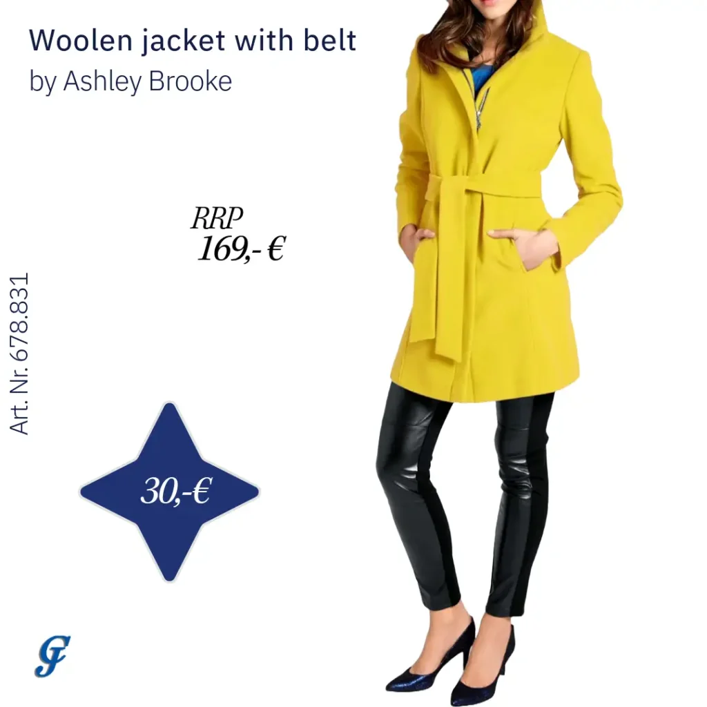 Yellow woolen jacket with belt by Ashley Brooke – Wholesale fashion for stylish retailers