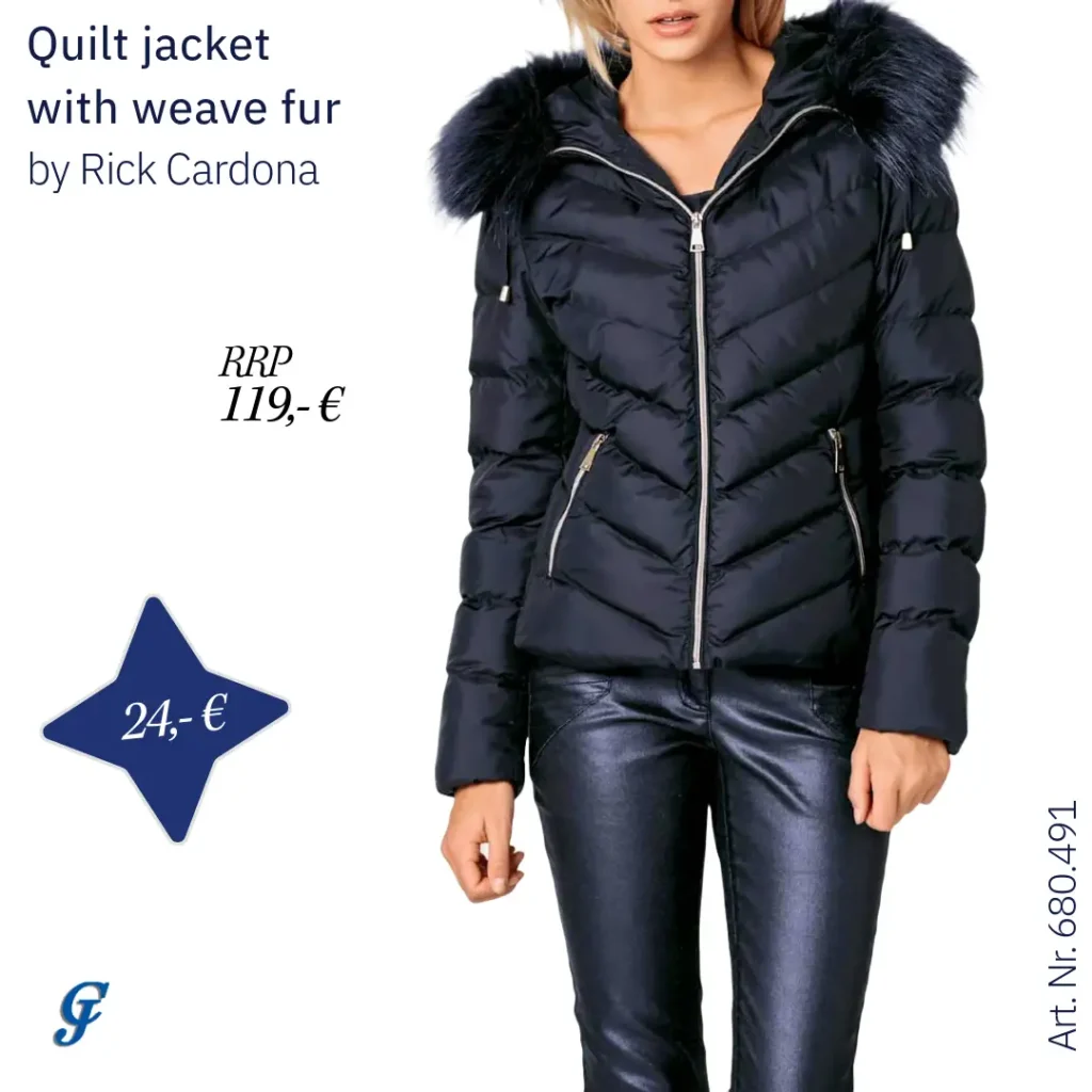 Marine quilt and weave fur jacket by Rick Cardona – Trendy B2B outerwear for retailers