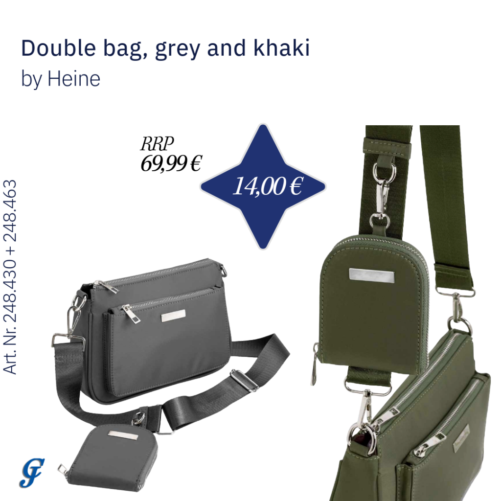 Grey double bag by Heine – Functional and stylish wholesale women's accessories