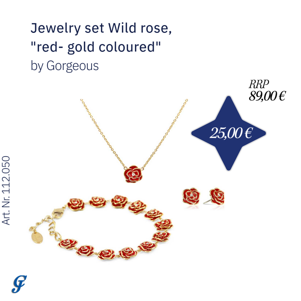 Red-gold-coloured jewelry set 'Wild Rose' by Gorgeous – Elegant wholesale accessories