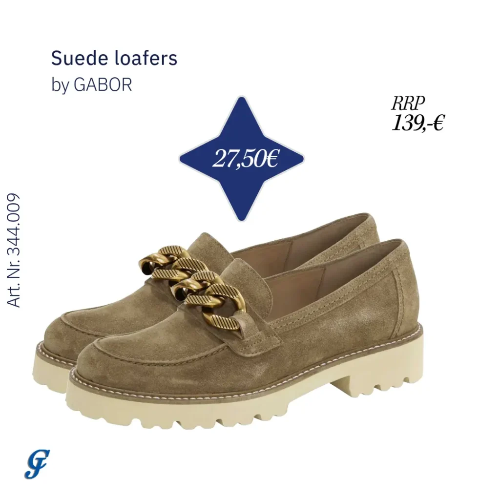 Cognac suede loafers by GABOR – Fashion wholesale for B2B