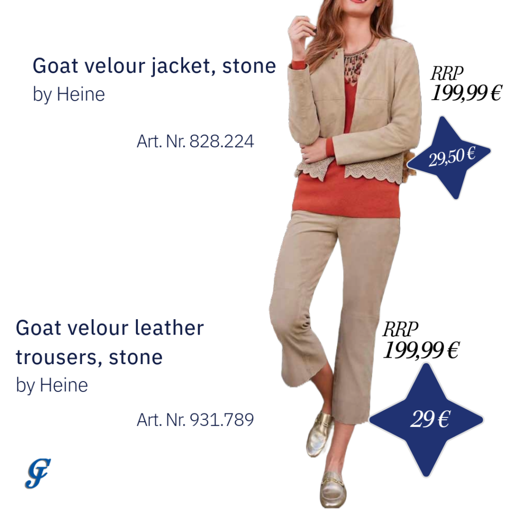 Stone goat velour jacket by Heine – Elegant leather clothing for wholesale buyers